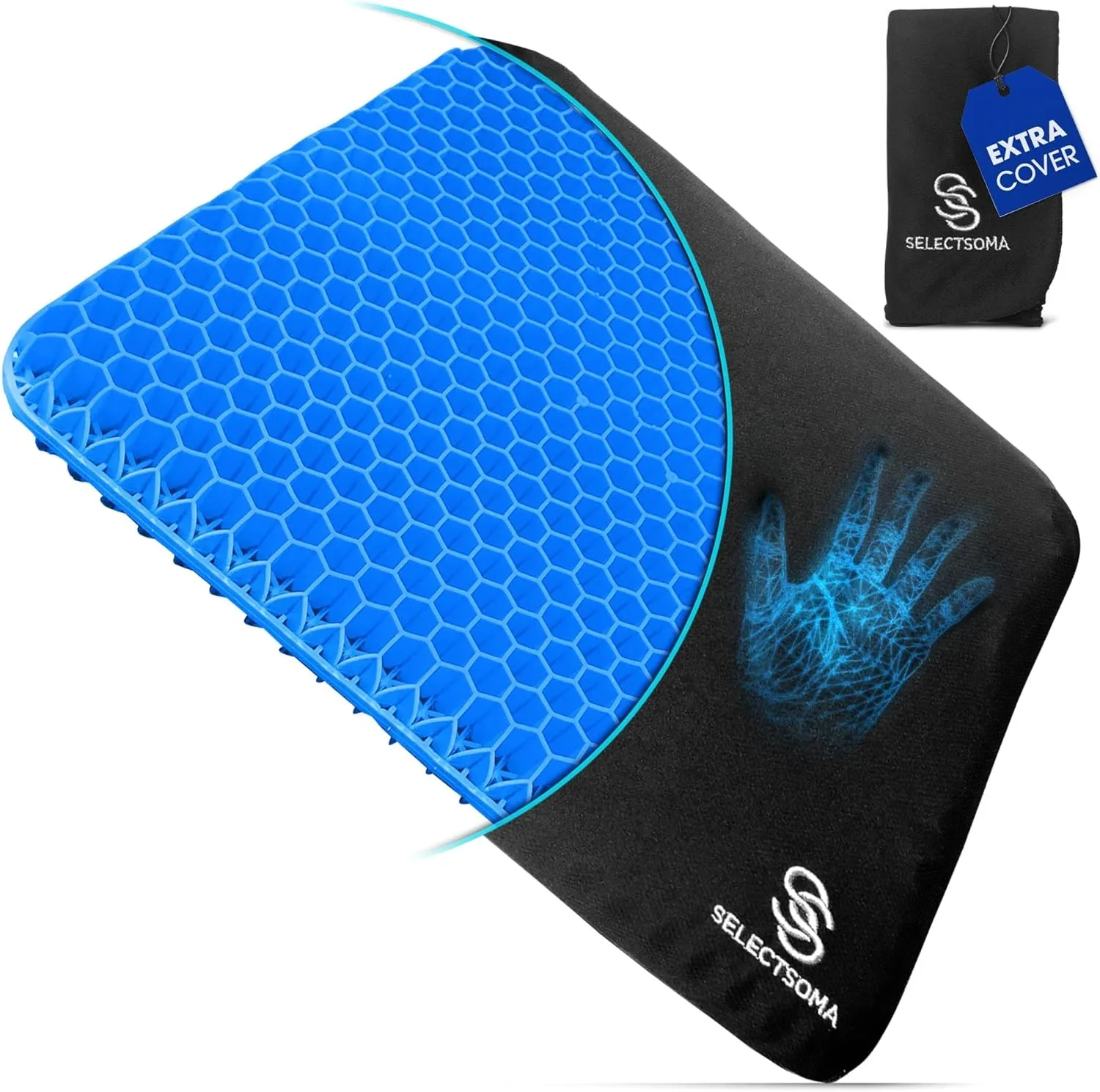 SelectSoma Gel Seat Cushion for Long Sitting Pressure Relief for Back, Sciatica, Coccyx, Tailbone Pain - Cushion for Office Chair, Wheelchair, Car & Truck, Patio Chairs - Egg Seat Pad