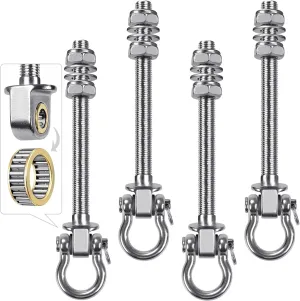 SELEWARE Heavy Duty Swing Hangers with Silent Bearings, 1500LB Capacity Stainless Steel Swing Hardware Kit (4 Pack), M10 x 9" Bolts for Wood/Steel Beams, Porch Swings, Yoga Hammocks, Gym Rings