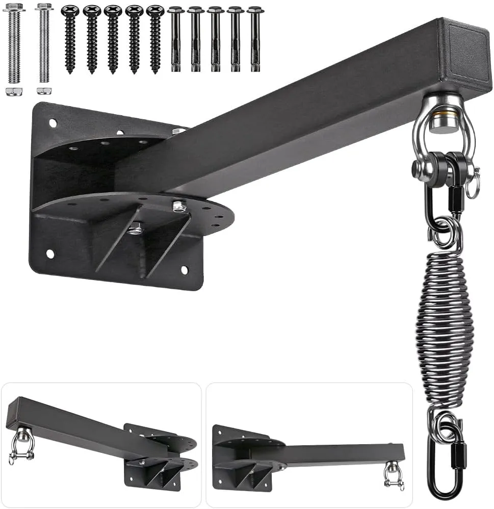 SELEWARE Wall Mount Heavy Bag Hanger Heavy Duty Punching Bag Hanger Adjustable Boxing Bag Bracket for Home Gym Indoor Outdoor Boxing, Muay Thai and MMA Training