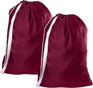 SET 2 - Heavy Duty 30" x 40" Nylon Laundry Bag - Machine Washable with Barrel Lock Closure and an Over the Shoulder Strap, made in USA. (color; Cranberry)