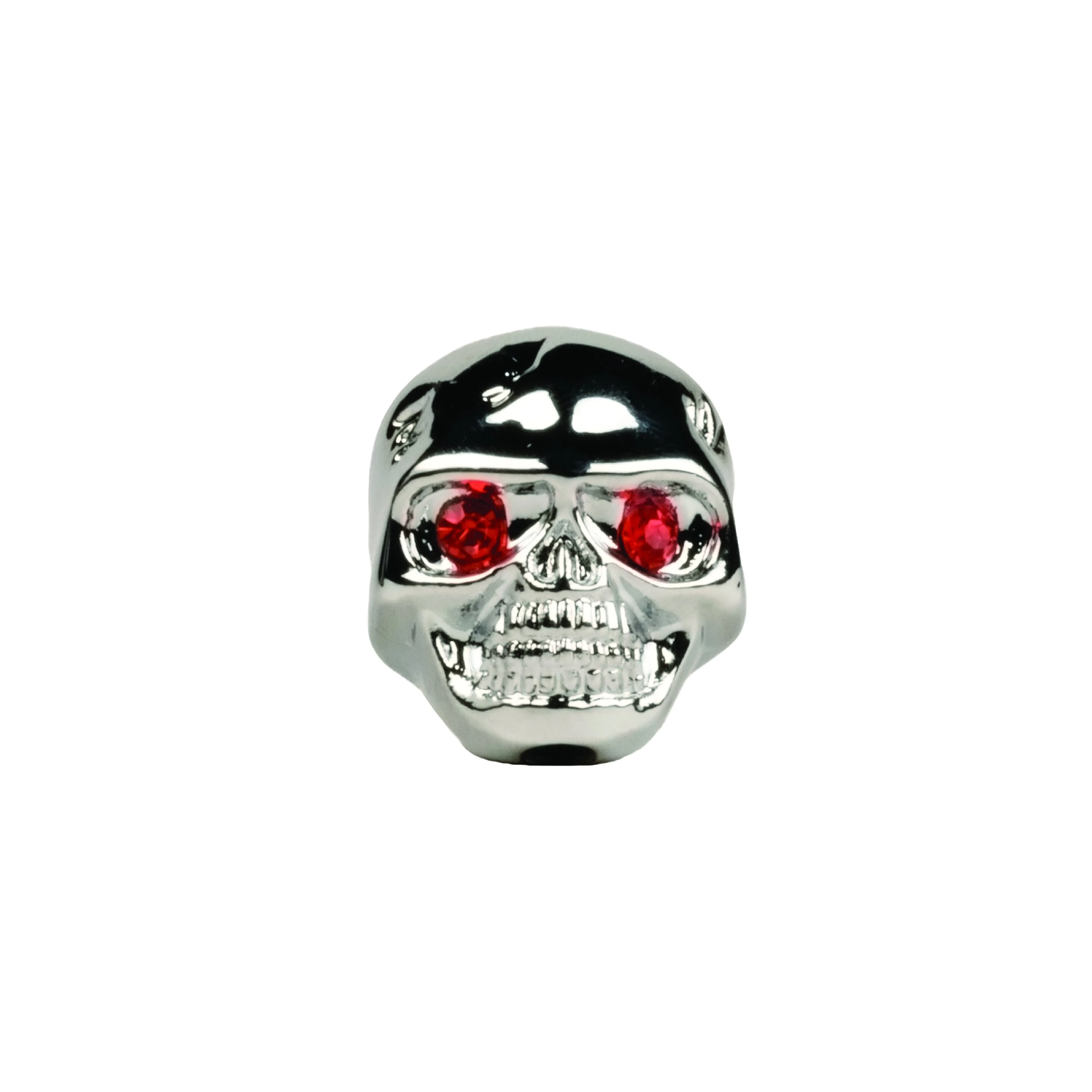 Set of 3 Adjustable Fit Chrome Skull Electric Guitar Knobs with Red Eyes and included Allen Wrench