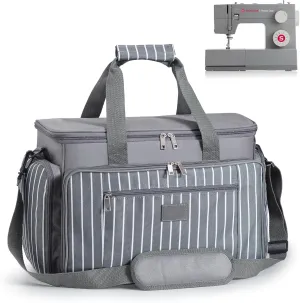 Sewing Machine Carrying Case with Multiple Pockets, Tote Bag Fits for Most Standard Sewing Machines Like SINGER, Brother and Janome, Grey