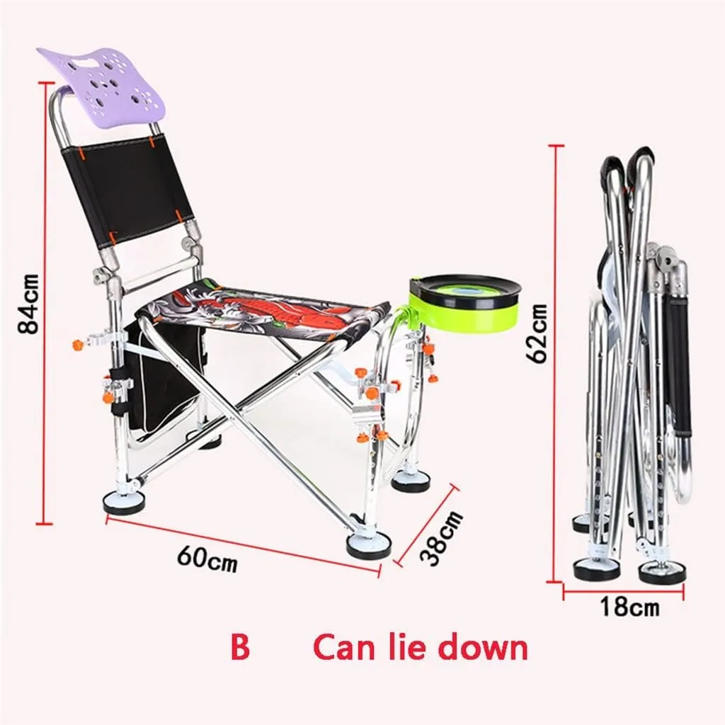 SEYFI Camping Chairs,Aluminum Alloy Fishing Chairng Load-Beachair Outdoor Folding Fishing Chair Set Recliner Multi-Function Fishing Chair/D/B Set
