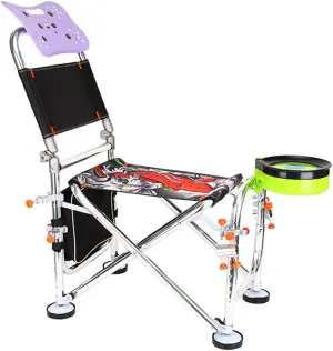 SEYFI Camping Chairs,Aluminum Alloy Fishing Chairng Load-Beachair Outdoor Folding Fishing Chair Set Recliner Multi-Function Fishing Chair/D/B Set