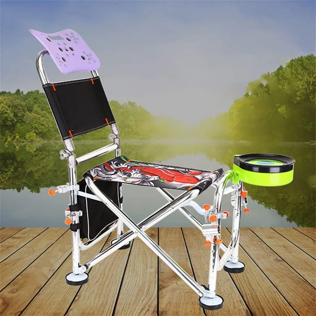 SEYFI Camping Chairs,Aluminum Alloy Fishing Chairng Load-Beachair Outdoor Folding Fishing Chair Set Recliner Multi-Function Fishing Chair/D/B Set