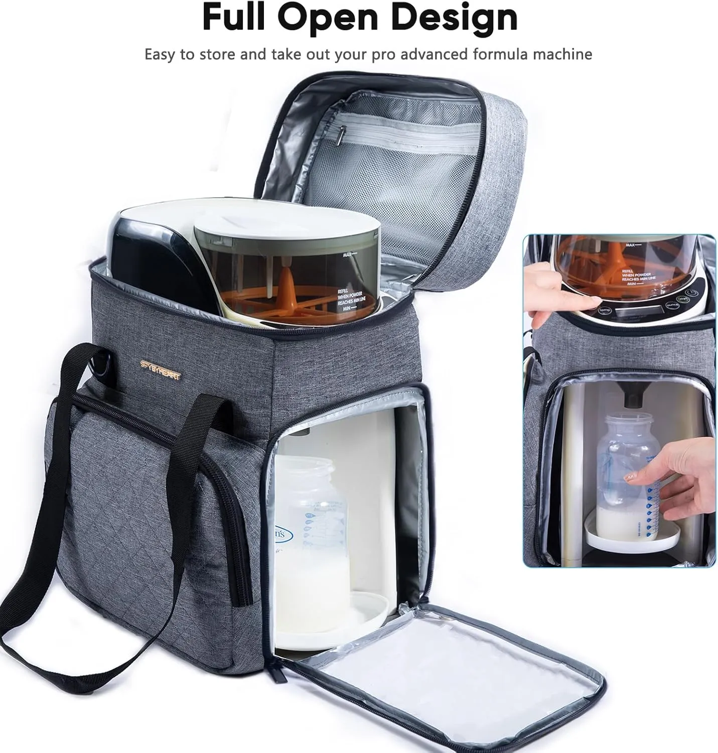 SFYBYHEART Carrying Case Compatible with Baby Brezza Formula Pro Advanced Formula Dispenser Machine Carrying Bag - Baby Formula Mixer Travel Bag with Pockets for Baby Essential, Pumps, Baby Bottles
