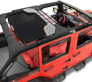 Shadeidea JK Sun Shade Top Compatible with Jeep Wrangler JKU Top Sunshade Soft Mesh Roof Cover (2007-2018)- Wind Noise UV Blocker -10 Year Warranty -4 Door -Black -Rear