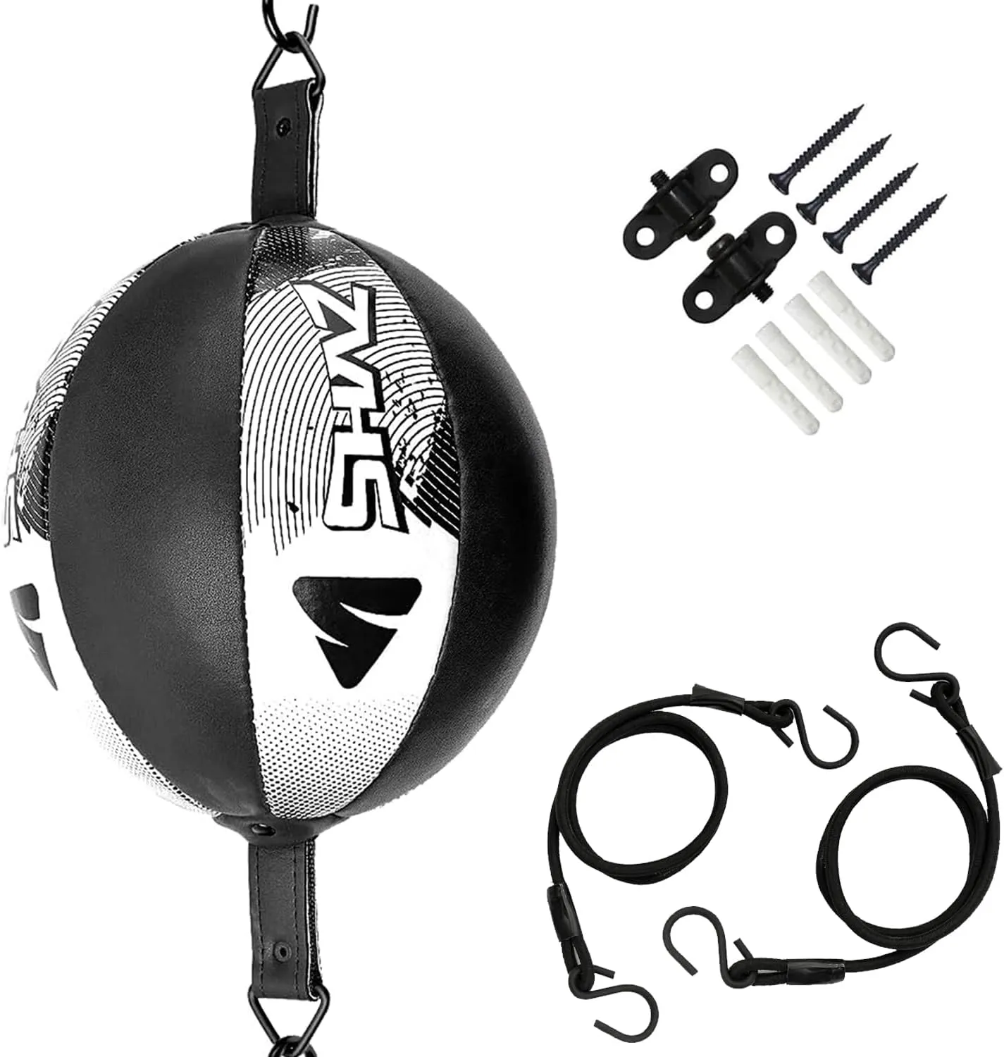 SHAZ Boxing Double End Bag Punching Speed Ball for Gym Home Training MMA Kickboxing Dodge Striking Punching Bag kit with Bungee Cords, Floor & Ceiling Anchors