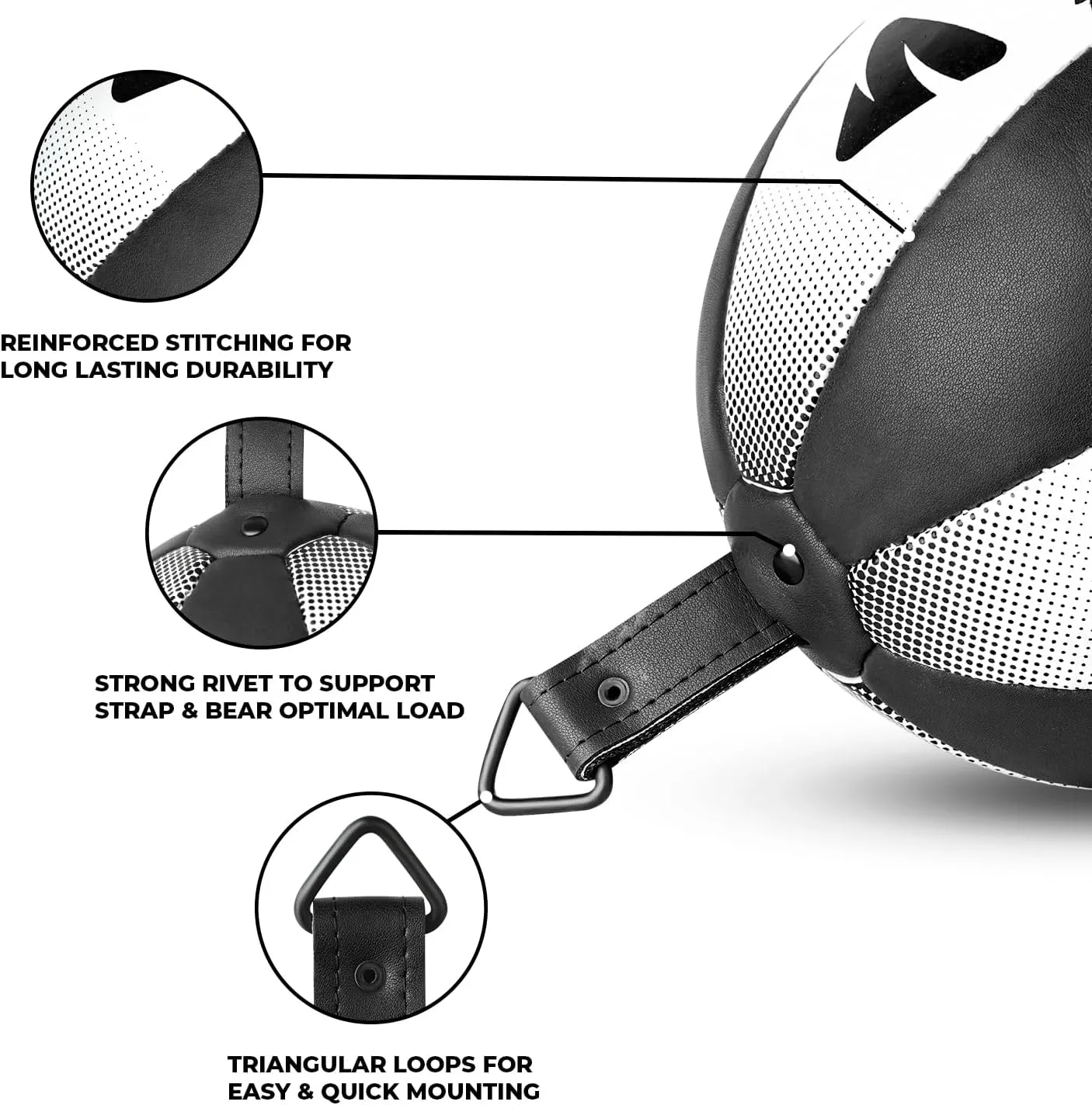 SHAZ Boxing Double End Bag Punching Speed Ball for Gym Home Training MMA Kickboxing Dodge Striking Punching Bag kit with Bungee Cords, Floor & Ceiling Anchors