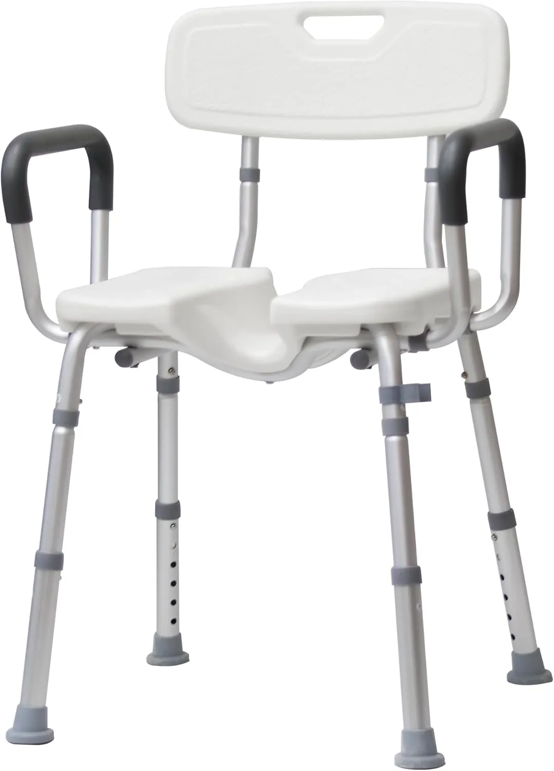 Shower Chair for Inside Shower with Arms and Back, Integrated Anti-Slip Design Shower Seat, U-Shape Groove Cutout for Private Cleaning, for Handicap, Disabled, Seniors & Elderly