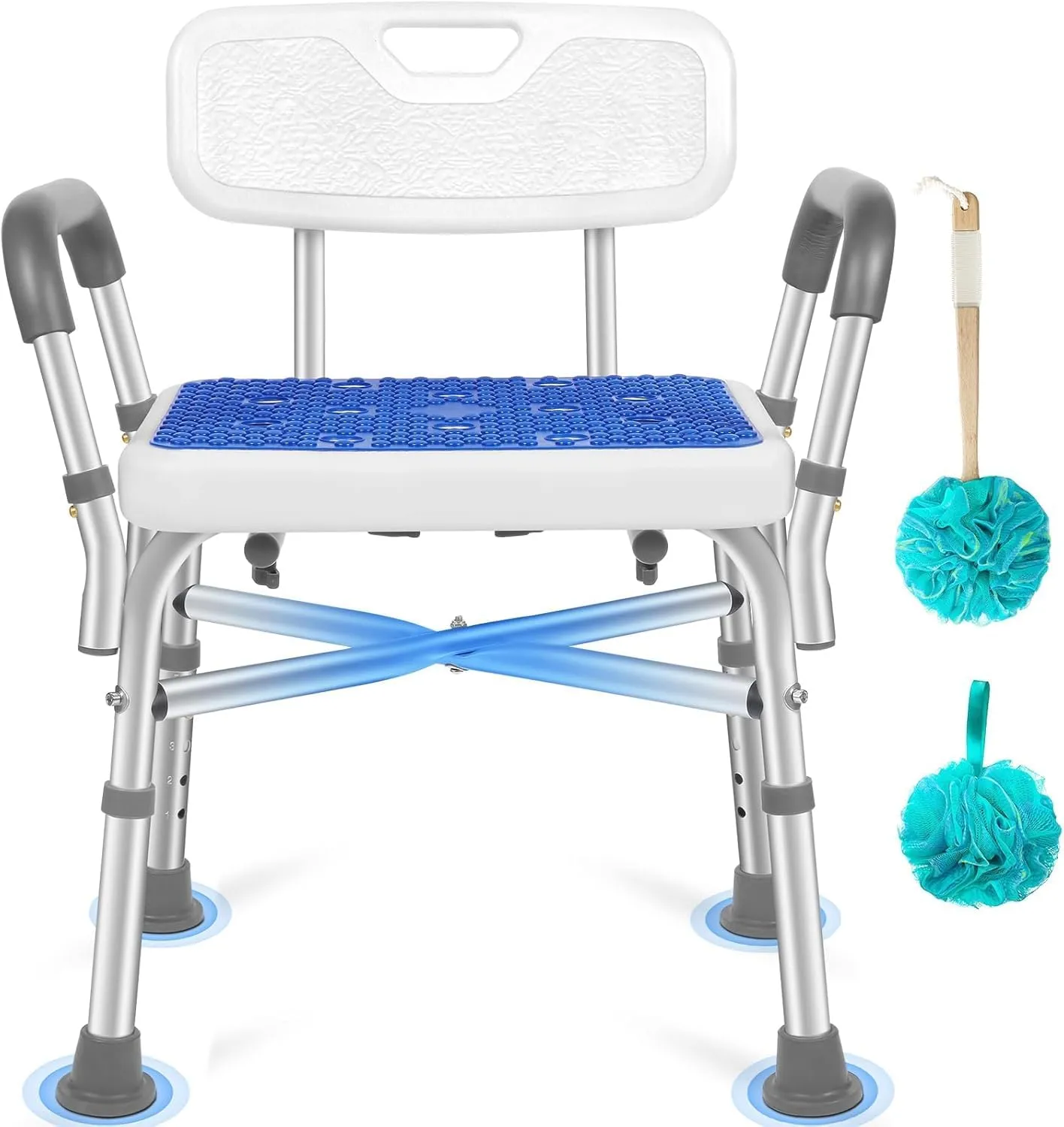 Shower Chair for Inside Shower with Arms, FSA/HSA Eligible 550LBS Heavy Duty Shower Seats for Seniors, Adjustable Height Bathroom Chair for Elderly, Bathtub Chairs for Disabled, Handicap