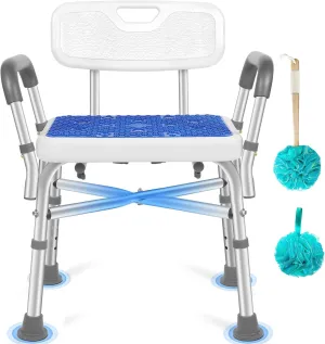 Shower Chair for Inside Shower with Arms, FSA/HSA Eligible 550LBS Heavy Duty Shower Seats for Seniors, Adjustable Height Bathroom Chair for Elderly, Bathtub Chairs for Disabled, Handicap