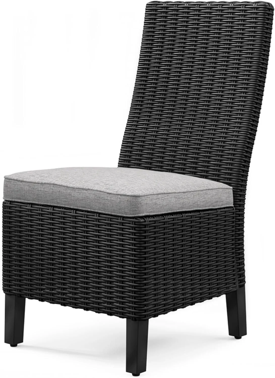 Signature Design by Ashley Beachcroft Casual Weather Resistant Armless Outdoor Side Chair with Cushion, Set of 2, Light Gray & Black