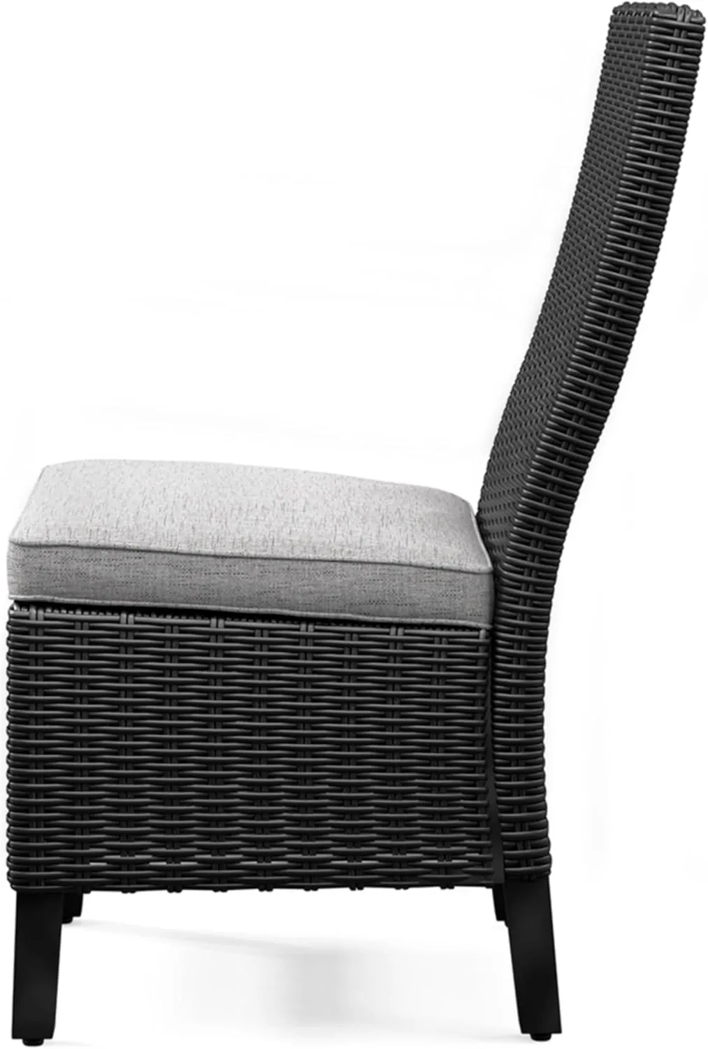 Signature Design by Ashley Beachcroft Casual Weather Resistant Armless Outdoor Side Chair with Cushion, Set of 2, Light Gray & Black
