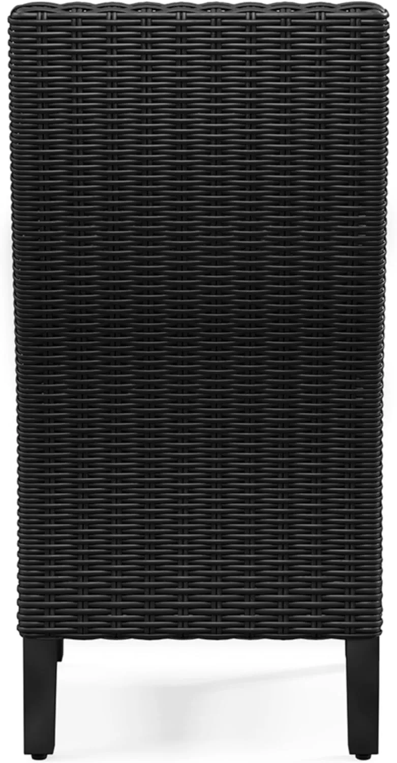 Signature Design by Ashley Beachcroft Casual Weather Resistant Armless Outdoor Side Chair with Cushion, Set of 2, Light Gray & Black