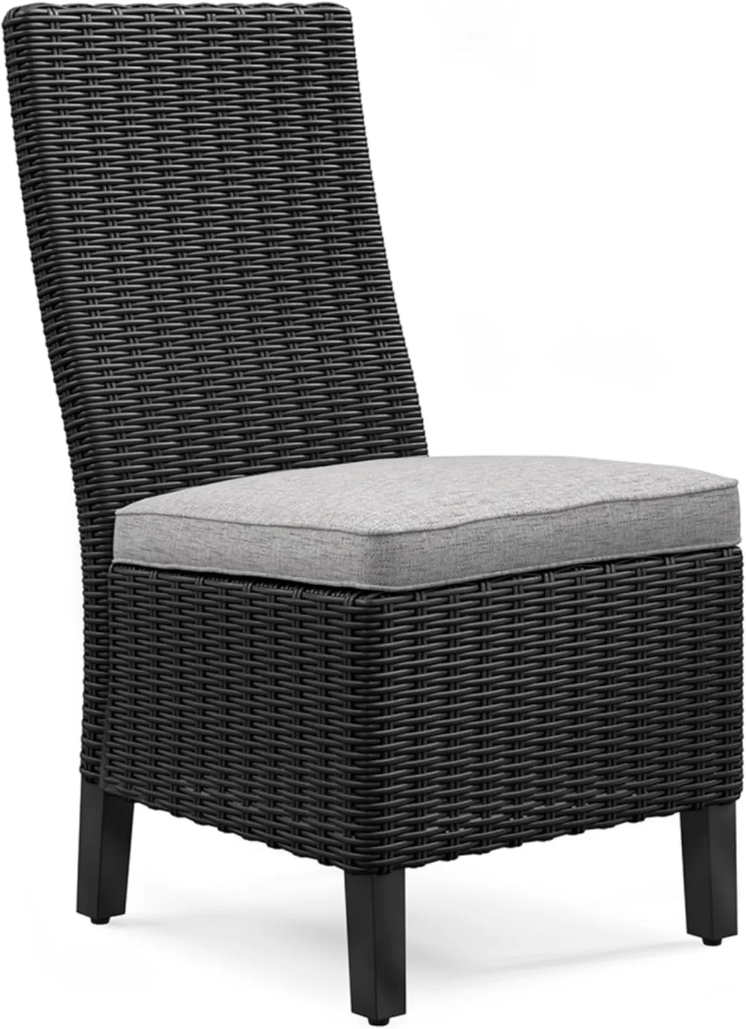 Signature Design by Ashley Beachcroft Casual Weather Resistant Armless Outdoor Side Chair with Cushion, Set of 2, Light Gray & Black