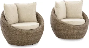 Signature Design by Ashley DANSON Swivel Lounge with Cushion, 2 Count, Light Brown