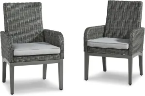 Signature Design by Ashley Elite Park Casual Outdoor Resin Wicker Arm Chair with Cushion, 2 Count, Gray