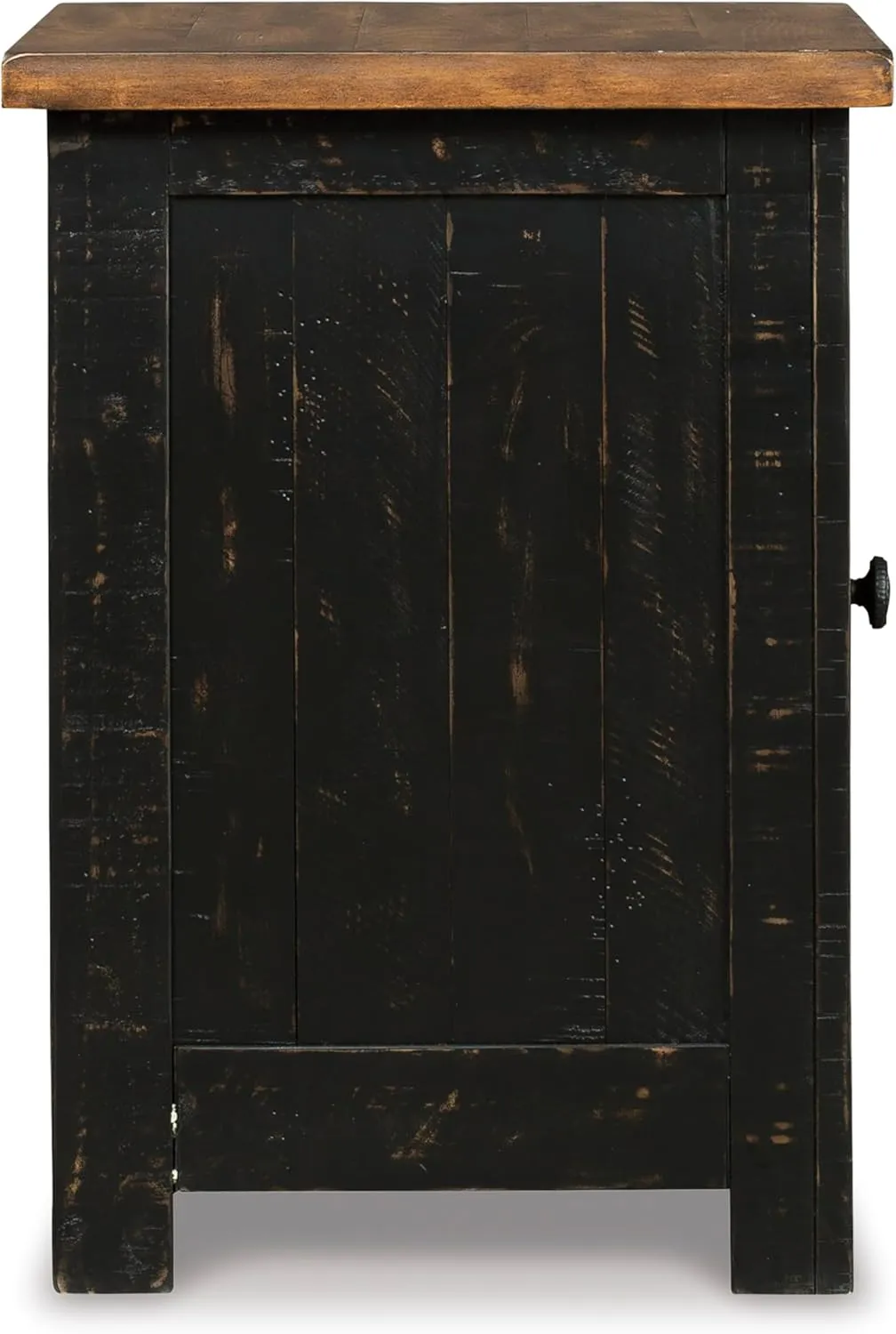 Signature Design by Ashley Valebeck Rustic Farmhouse Chair Side End Table with Cabinet Door, Distressed Black