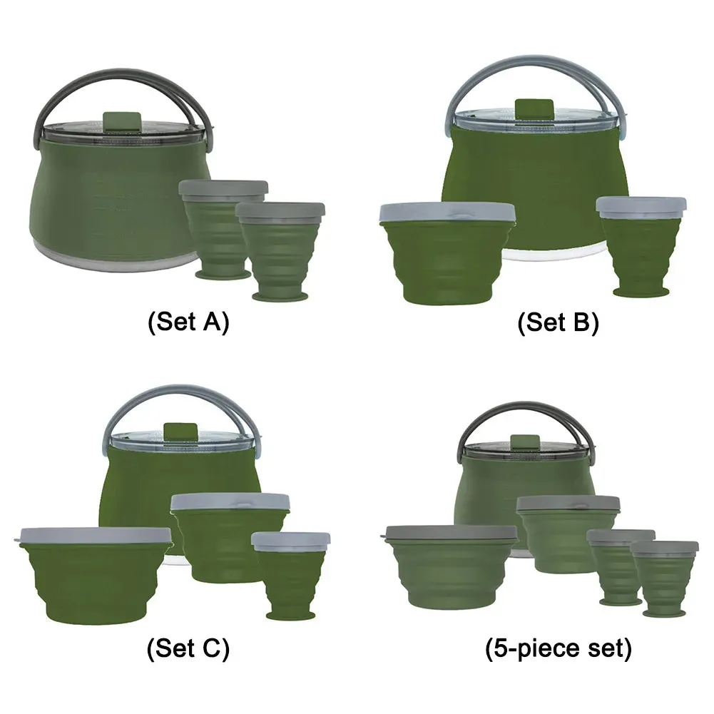 Silicone Folding Boiling Water Pot with Handle: Leak-Proof, Food-Grade Camping Teapot for Outdoor Travel and Household Use