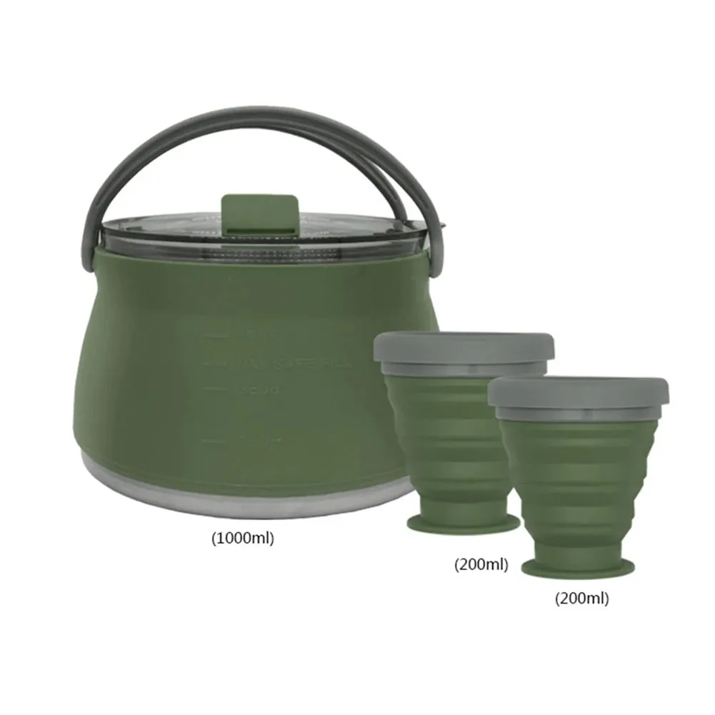 Silicone Folding Boiling Water Pot with Handle: Leak-Proof, Food-Grade Camping Teapot for Outdoor Travel and Household Use