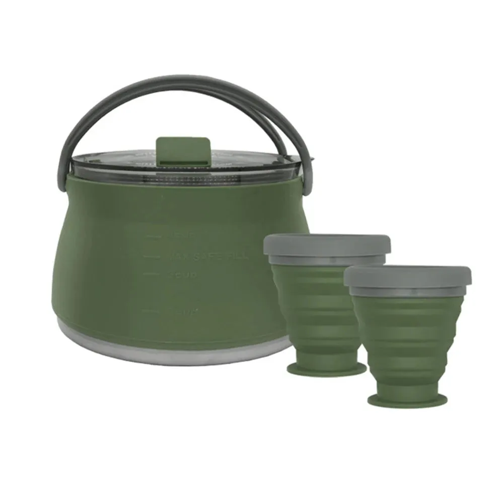 Silicone Folding Boiling Water Pot with Handle: Leak-Proof, Food-Grade Camping Teapot for Outdoor Travel and Household Use