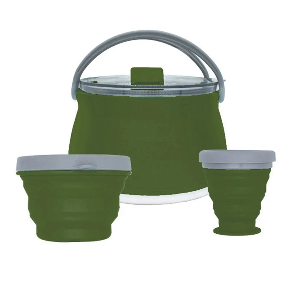 Silicone Folding Boiling Water Pot with Handle: Leak-Proof, Food-Grade Camping Teapot for Outdoor Travel and Household Use