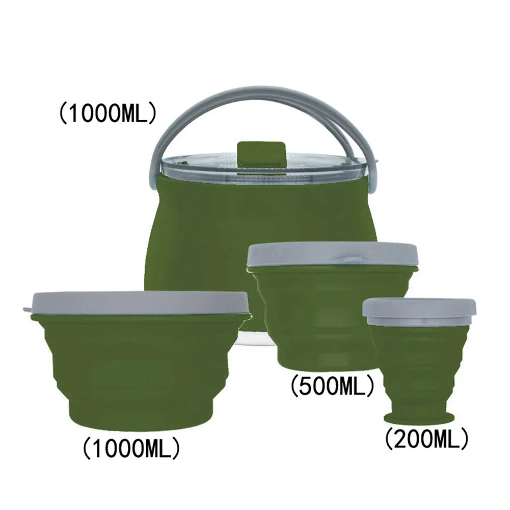Silicone Folding Boiling Water Pot with Handle: Leak-Proof, Food-Grade Camping Teapot for Outdoor Travel and Household Use