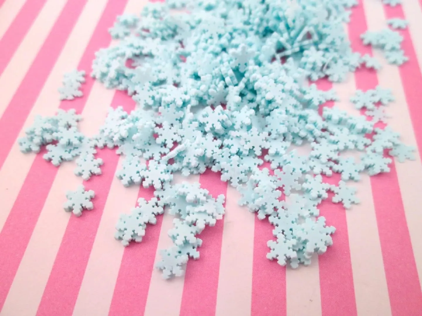 Snowflake Polymer Clay Sprinkles, Winter Fake Sprinkles for Crafts, Fake Bake, Slime, Decoden (100 gram Bag)