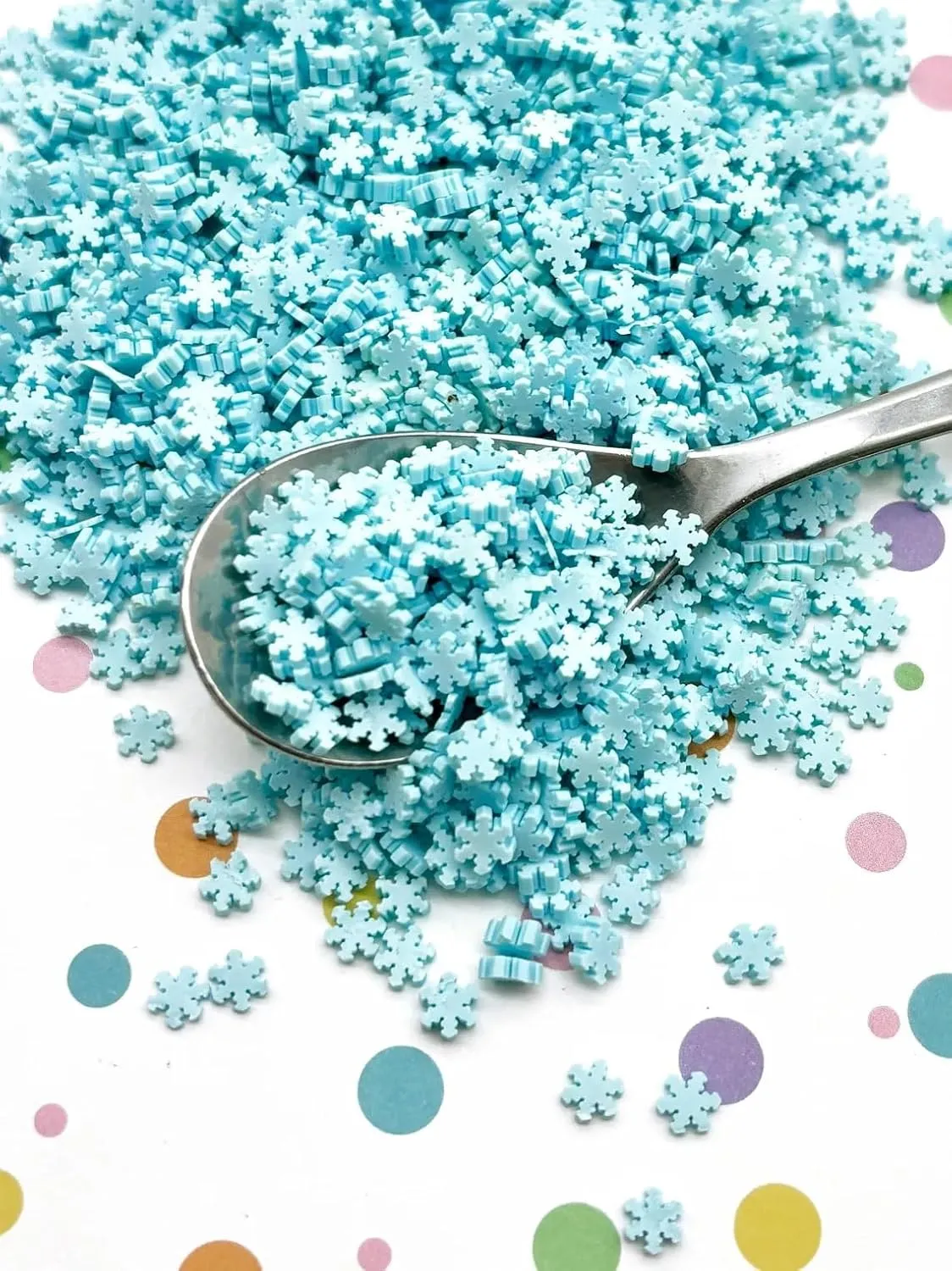 Snowflake Polymer Clay Sprinkles, Winter Fake Sprinkles for Crafts, Fake Bake, Slime, Decoden (100 gram Bag)