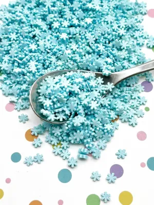 Snowflake Polymer Clay Sprinkles, Winter Fake Sprinkles for Crafts, Fake Bake, Slime, Decoden (100 gram Bag)