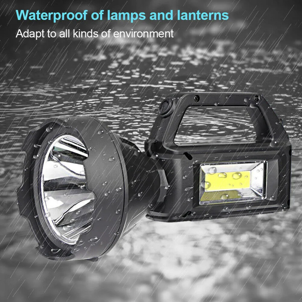 Solar LED Searchlight USB Rechargeable Spotlight Flashlight Torch Power Bank AU