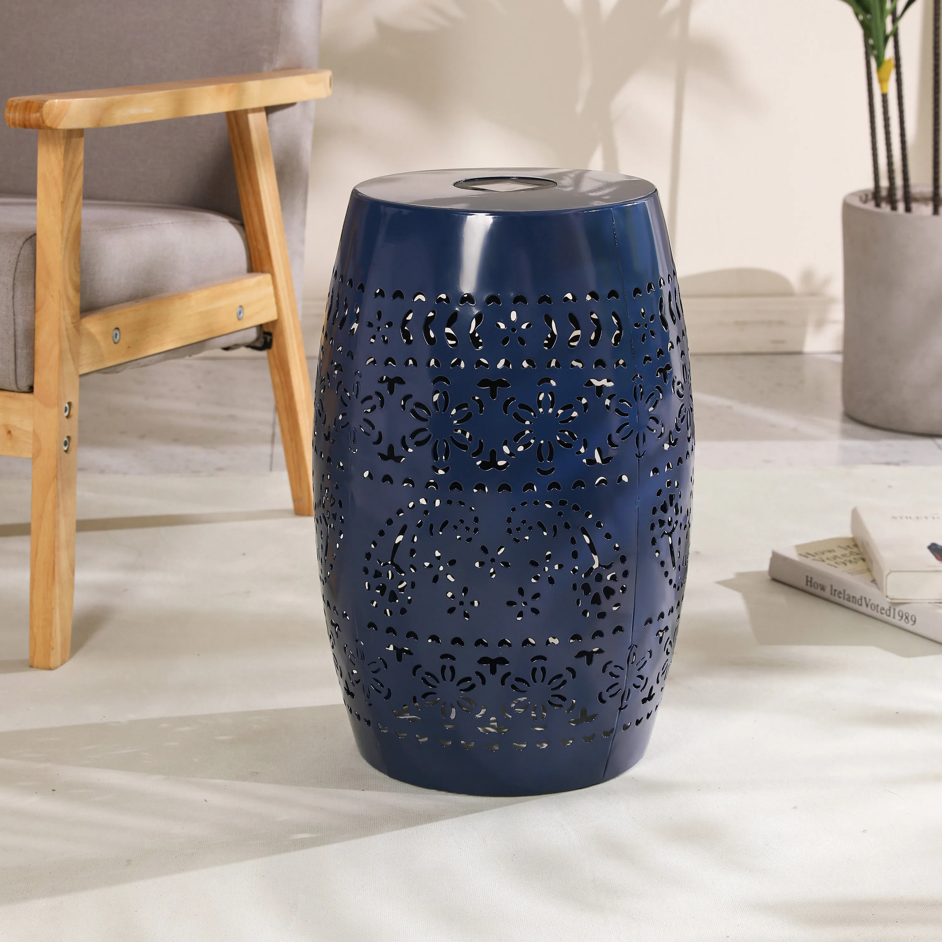 SOLAR SIDE TABLE,DARK BLUE COLOR