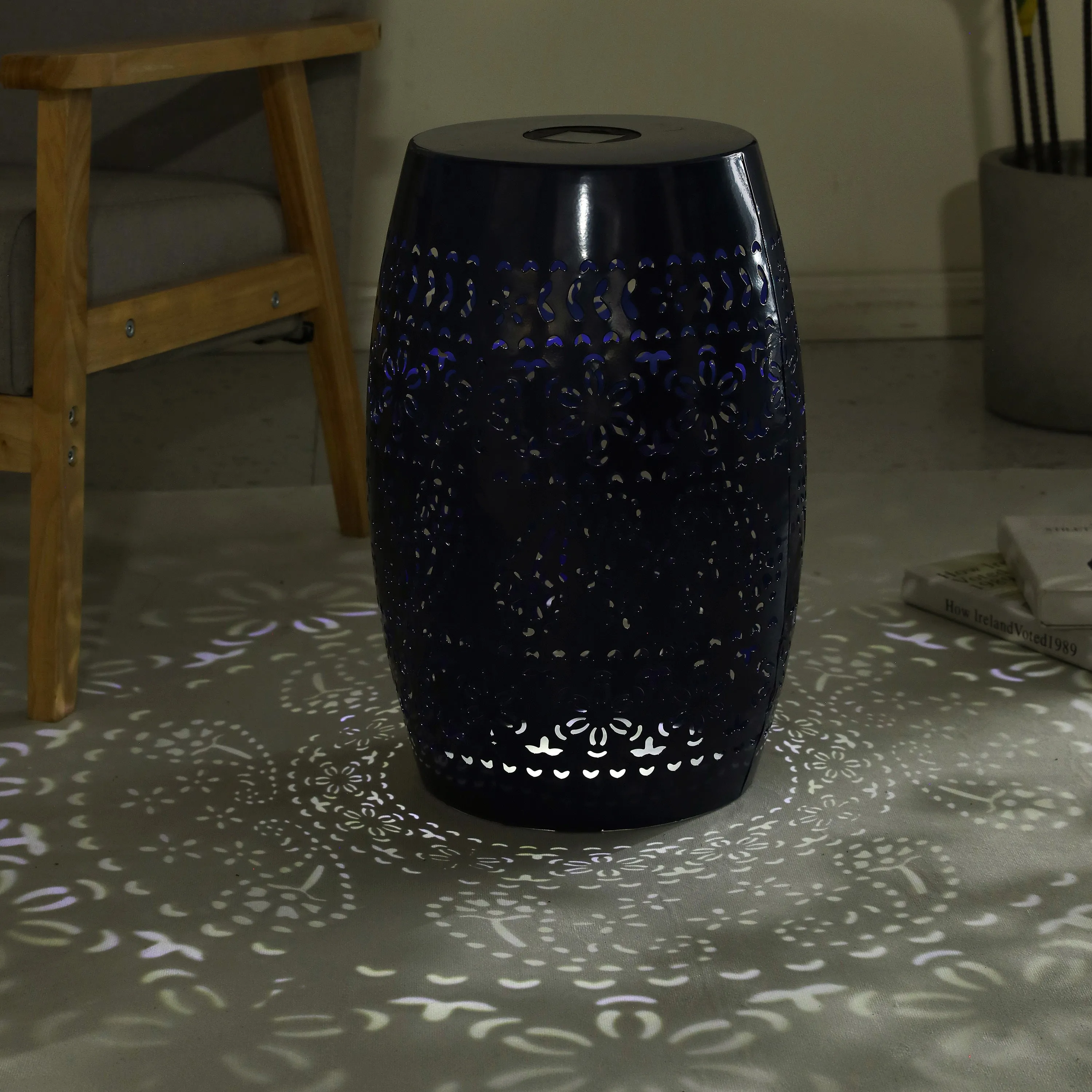 SOLAR SIDE TABLE,DARK BLUE COLOR