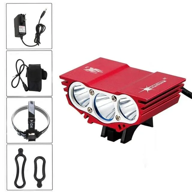 Solar Storm X3 Cycling Headlight 7000Lumen 3*XM-L T6 LED Bicycle Bike Light Rechargeable Power Bank 18650 Battery&Rear Taillight