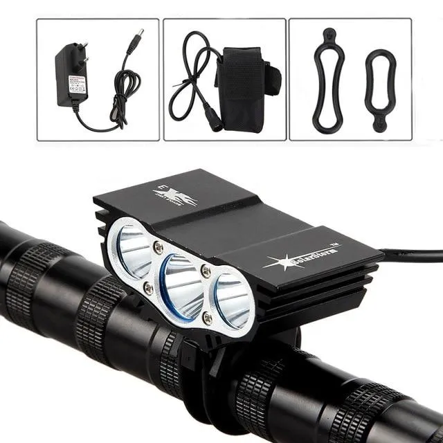 Solar Storm X3 Cycling Headlight 7000Lumen 3*XM-L T6 LED Bicycle Bike Light Rechargeable Power Bank 18650 Battery&Rear Taillight