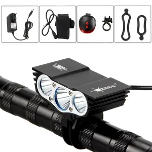 Solar Storm X3 Cycling Headlight 7000Lumen 3*XM-L T6 LED Bicycle Bike Light Rechargeable Power Bank 18650 Battery&Rear Taillight