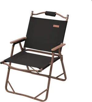Solid Wood, Portable Outdoor, Camping Chair,Backrest Aluminum Alloy Chair,Fishing Stool (Color : Black, Size : 79cm)