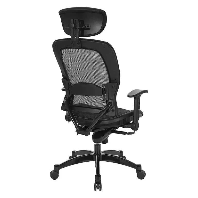 Space Excecutive Black Breathable Mesh Chair with Flip Arms - 27876R