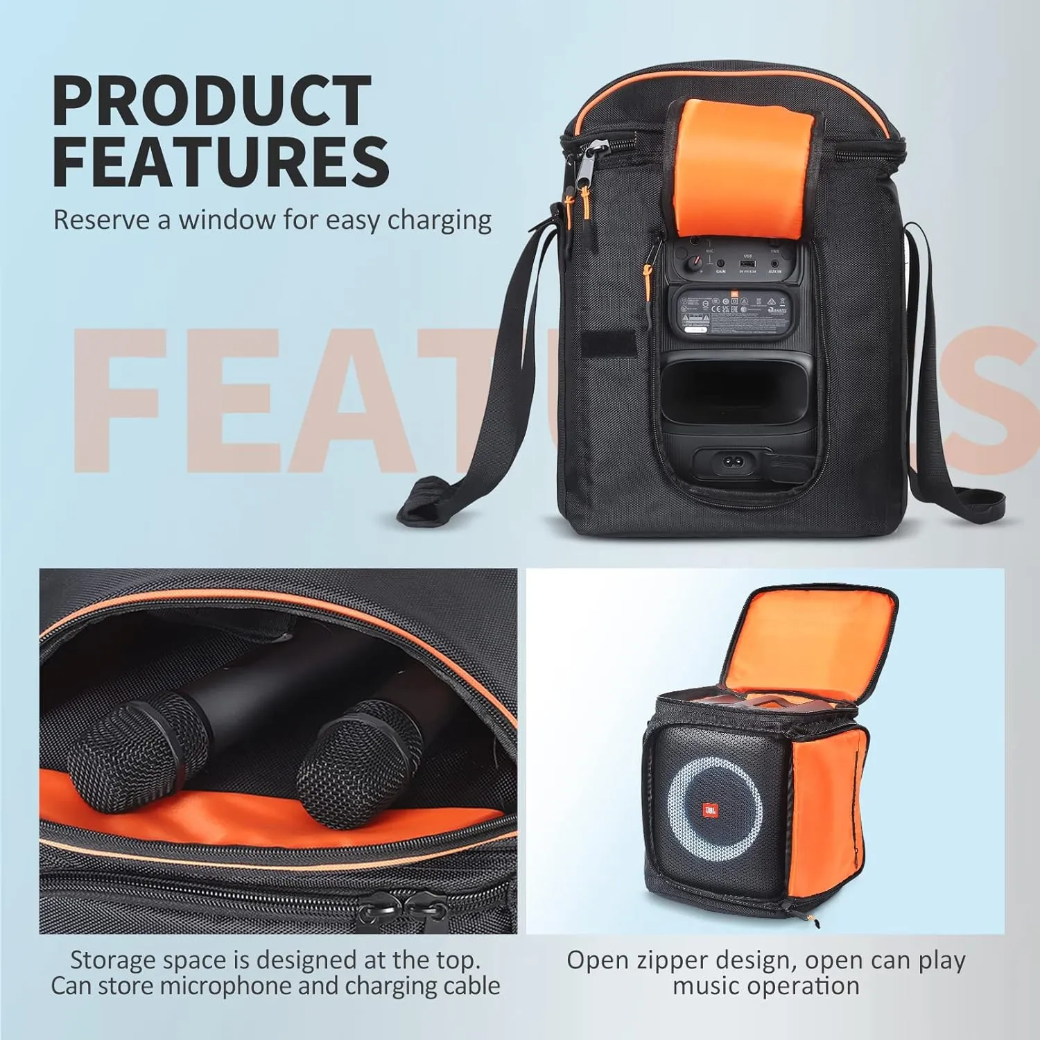 Speaker Bag Rugged Carry Case Compatible with JBL Party Box Encore Essential, Portable Travel Tote Bag Backpack for Encore Essential 2 (For JBL PartyBox Encore Essential)