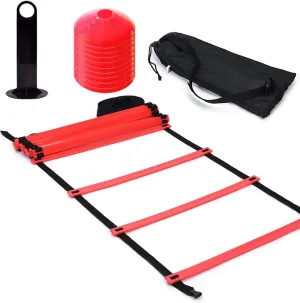 Speed & Agility Training Kit, 19Ft Flat Ladder   10pcs Disc Cones Great Training Equipment for Athletic Exercise Speed