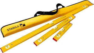 STABILA Pro Set 80 AS 4-Piece Spirit Level Set 120 cm / 60 cm / 30 cm/Bag Reinforced Aluminium Profile Integrated Slip Stoppers Made in Germany Yellow