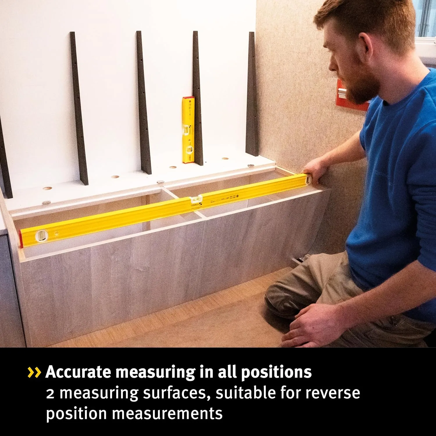 STABILA Pro Set 80 AS 4-Piece Spirit Level Set 120 cm / 60 cm / 30 cm/Bag Reinforced Aluminium Profile Integrated Slip Stoppers Made in Germany Yellow