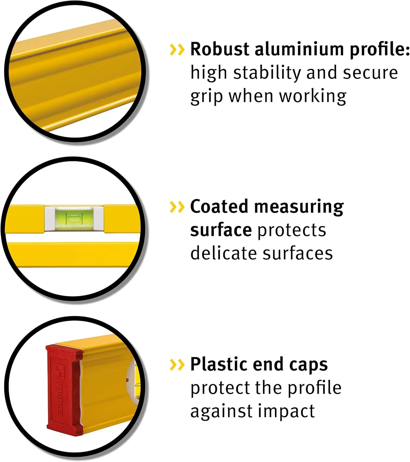 STABILA Pro Set 80 AS 4-Piece Spirit Level Set 120 cm / 60 cm / 30 cm/Bag Reinforced Aluminium Profile Integrated Slip Stoppers Made in Germany Yellow