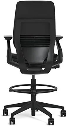 Steelcase Gesture 442 Stool Chair - Espresso Elmosoft Leather, Shell Back, Dark on Dark Frame, Polished Aluminum Base