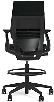 Steelcase Gesture 442 Stool Chair - Saddle Elmosoft Leather, Wrapped Back, Dark on Dark Frame, Polished Aluminum Base