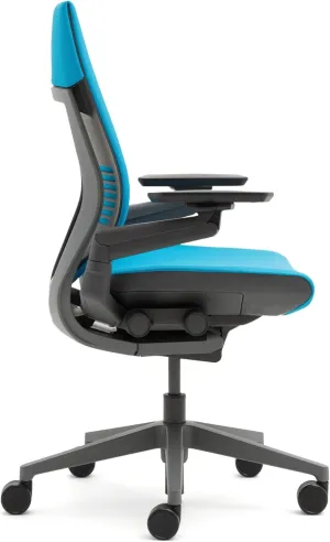 Steelcase Gesture Office Chair - Cogent: Connect Graphite Fabric, Medium Seat Height, Shell Back, Light on Dark Frame, Polished Aluminum Base, Lumbar Support
