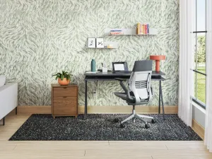 Steelcase Gesture Office Chair - Cogent: Connect Lizard Fabric, High Seat Height, Wrapped Back, Light on Light Frame with Polished Aluminum Base, Lumbar Support, and Hard Floor Casters