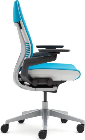 Steelcase Gesture Office Chair - Cogent: Connect Royal Blue Fabric, Shell Back, Light on Light Frame, Polished Aluminum Base