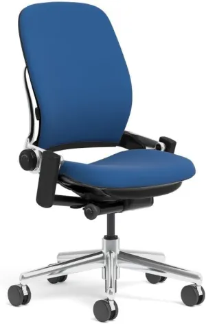 Steelcase Leap Task Chair: Polished Aluminum Base - Armless - No Headrest - Hard Floor Casters